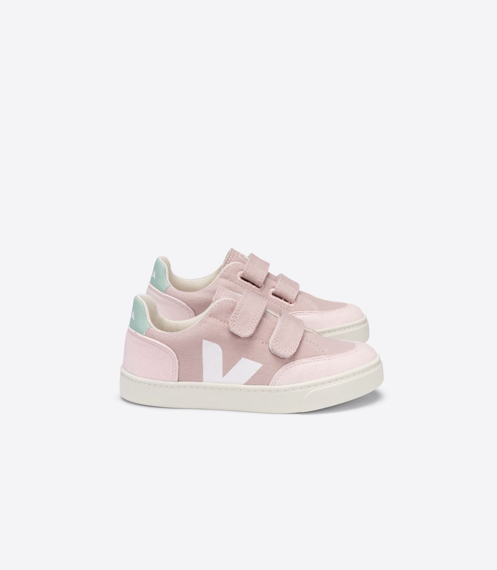 Veja Trainers Kids Pink/White - V-12 Velcro Canvas - DFXN-90673